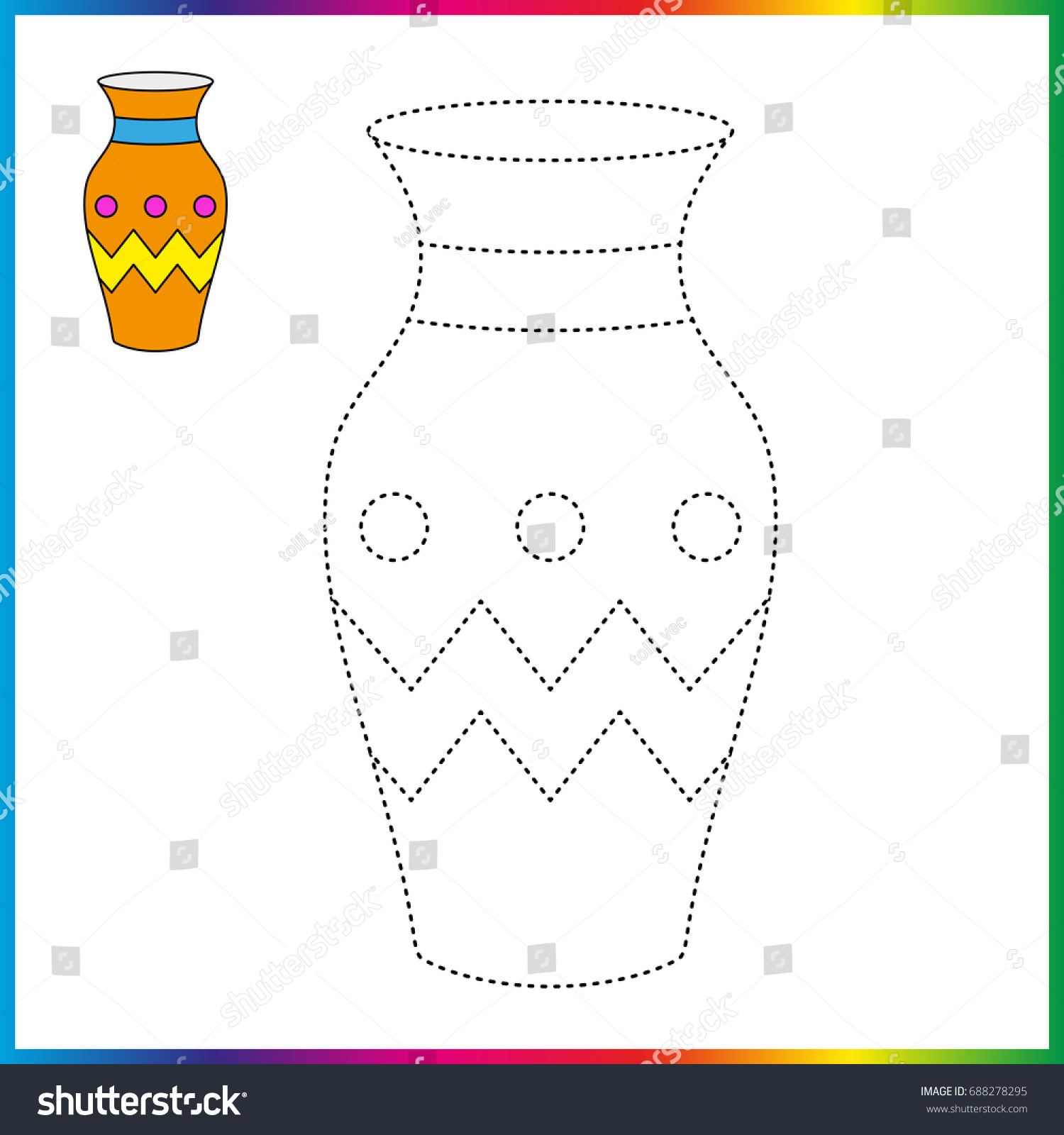 Vase connect dots coloring page worksheet stock vector royalty free