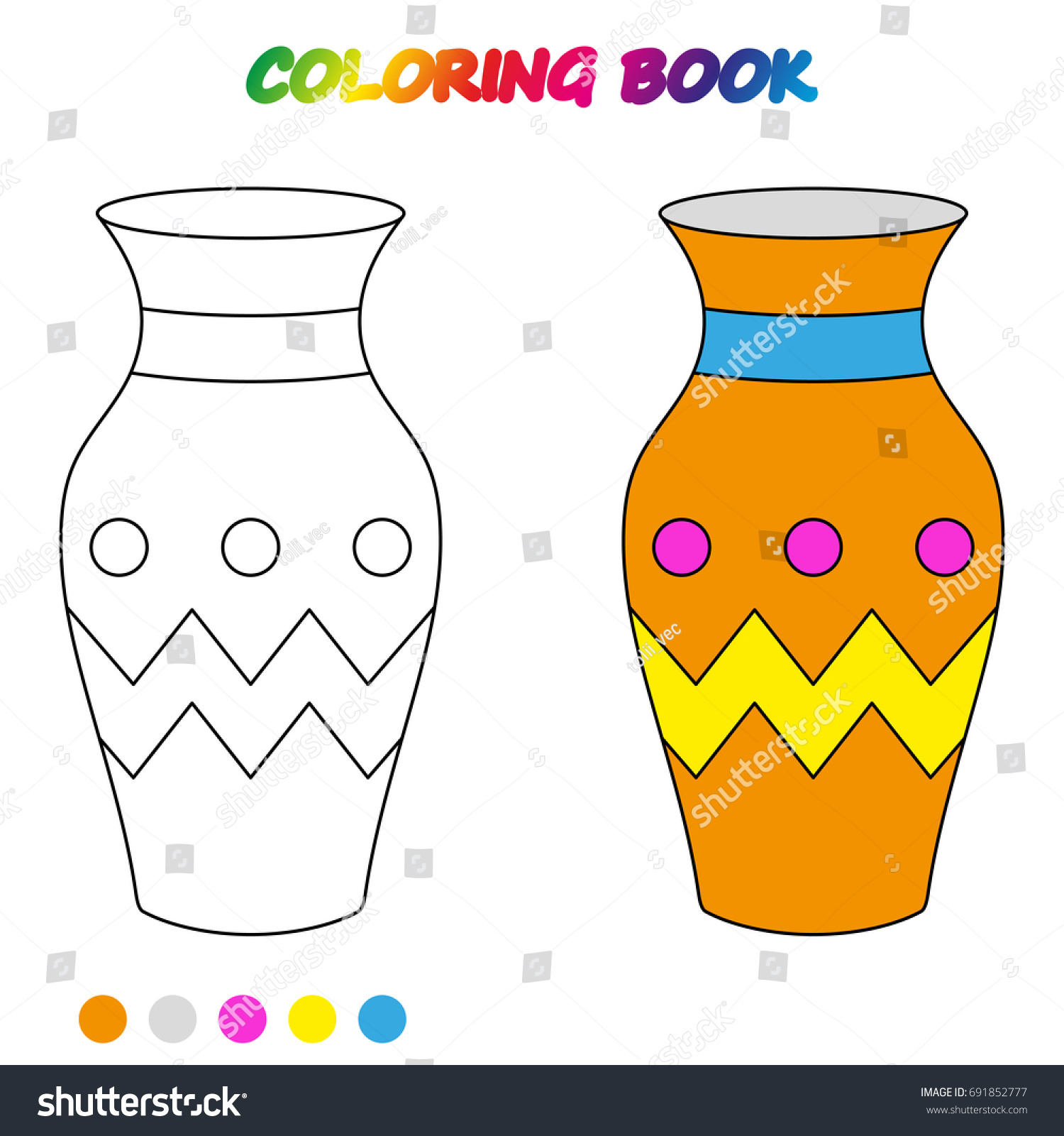 Worksheet vase coloring book game kids stock vector royalty free