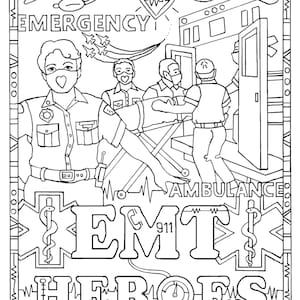 Ambulance coloring pages printable star of life emt paramedic gift medical art hospital coloring page ems ambulance doodle healthcare