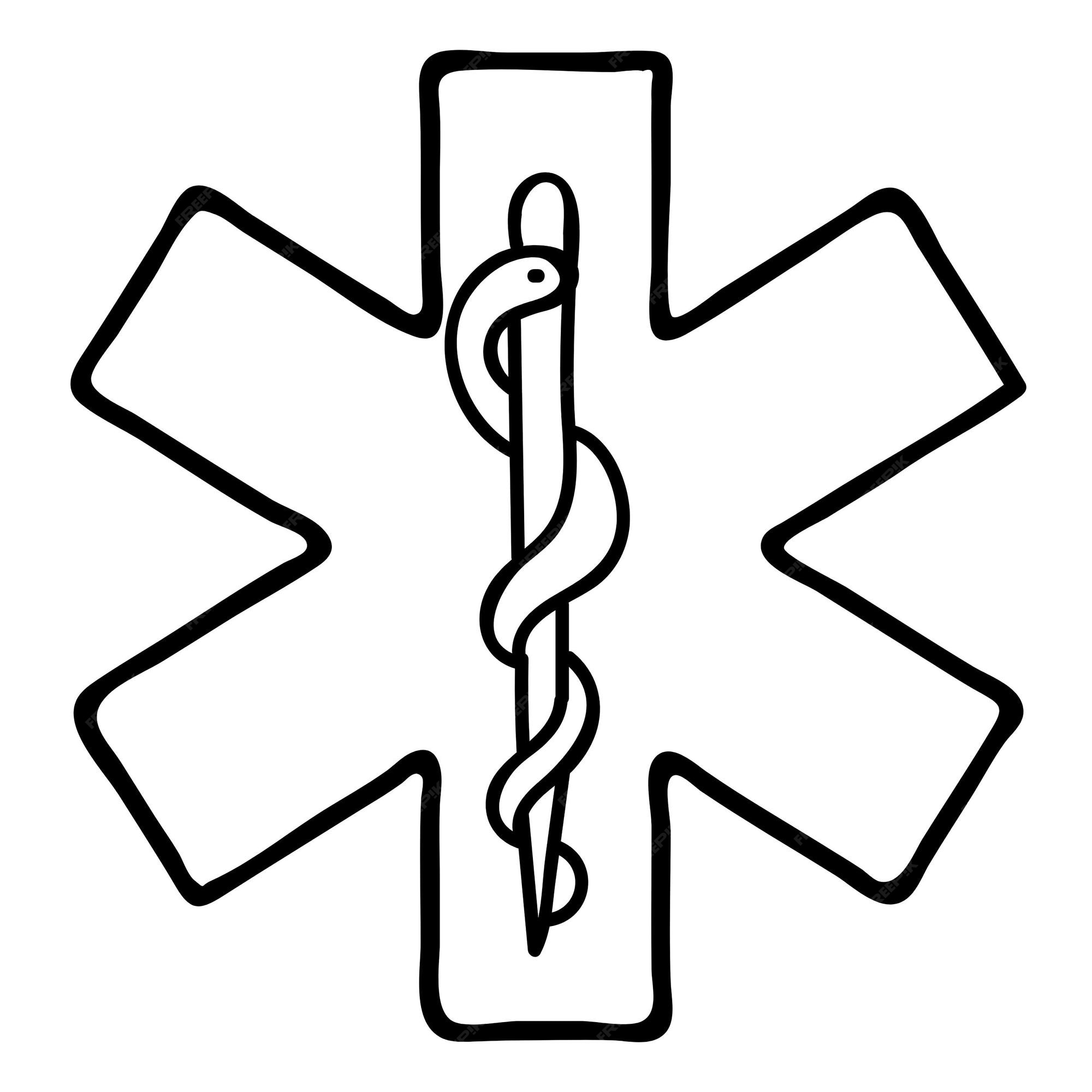Premium vector a black and white picture of an emt symbol of the emergency