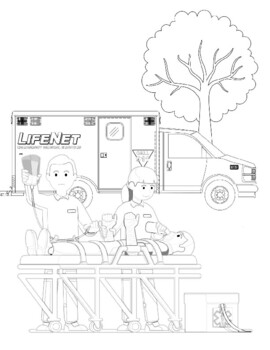 Free munity helpers week ambulance color sheet by lifenet tpt