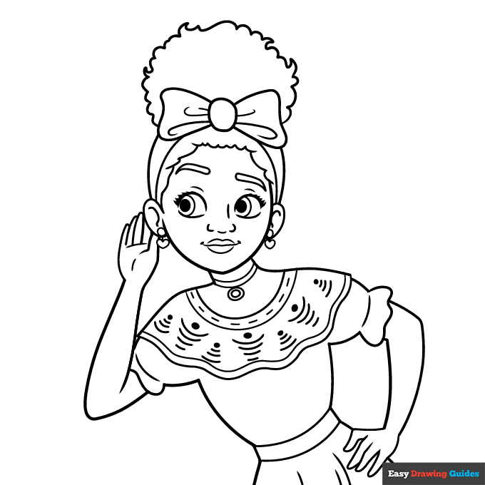 Dolores from encanto coloring page easy drawing guides