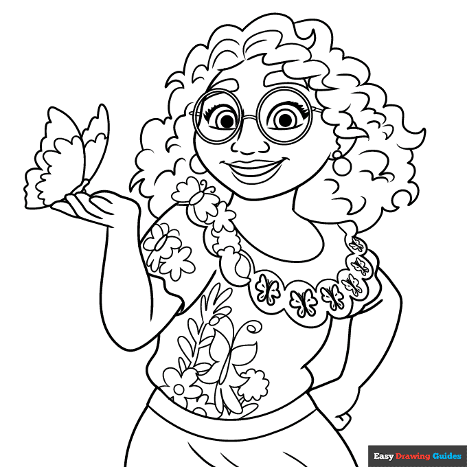 Mirabel from encanto coloring page easy drawing guides