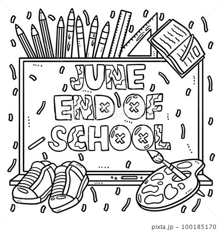 Last day of school june coloring page for kids