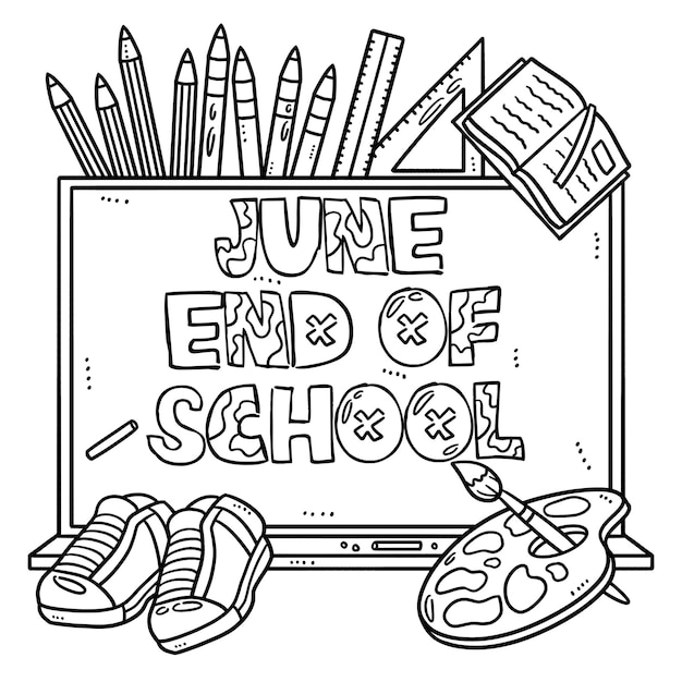 Premium vector june end of school isolated coloring page for kids