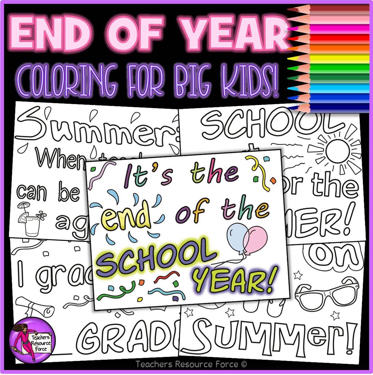 End of the year fun and relaxing coloring pages