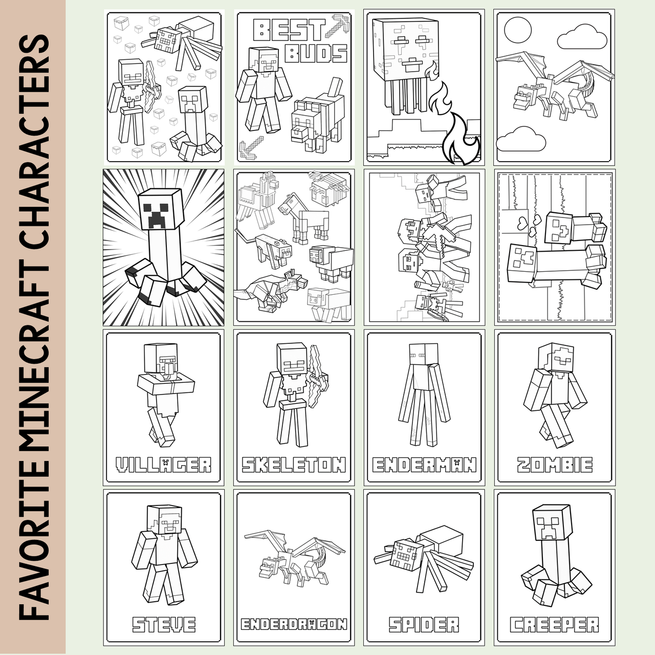 Coloring pages minecraft themed