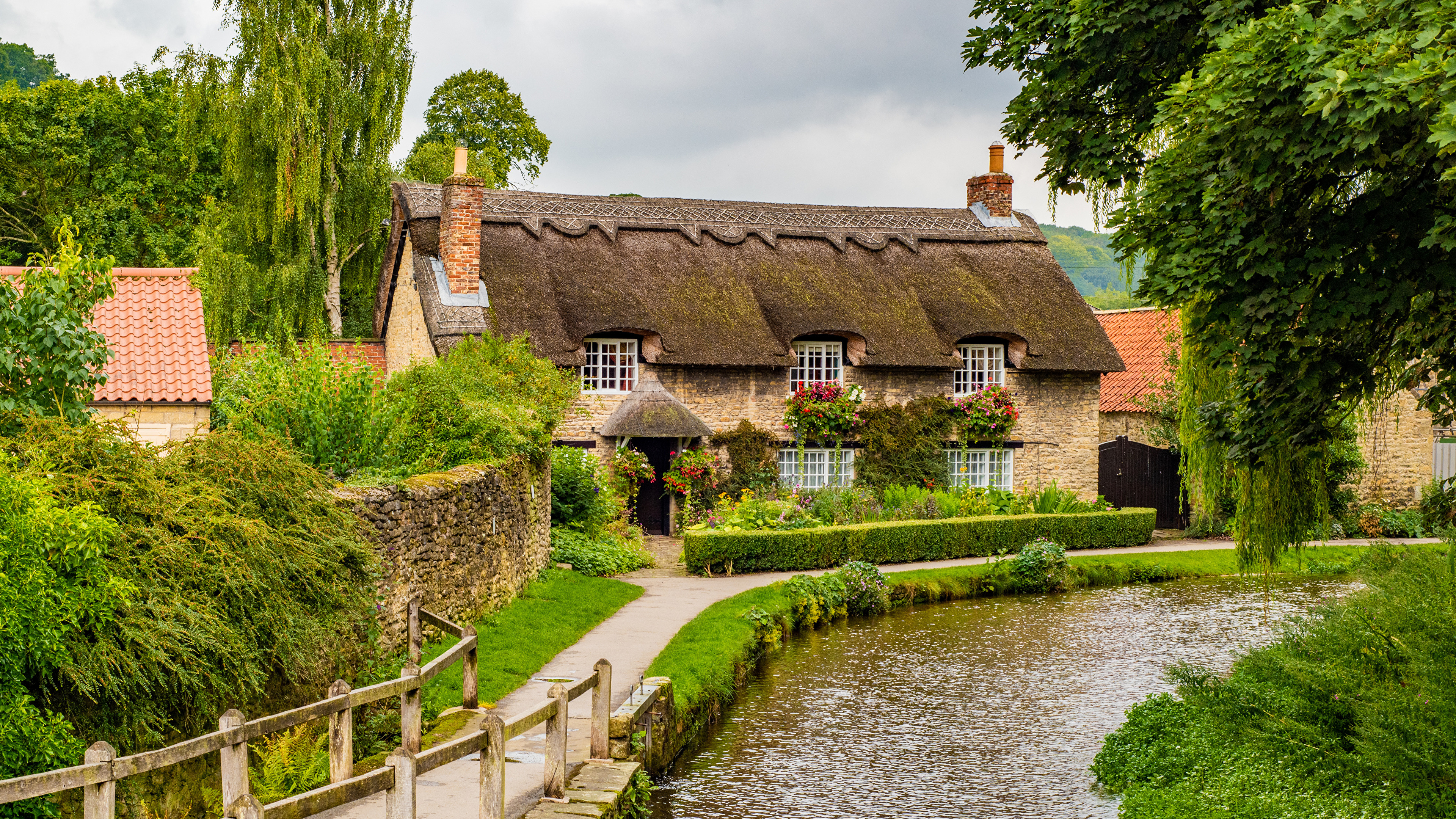 Beautiful old house by a water channel england desktop wallpapers x