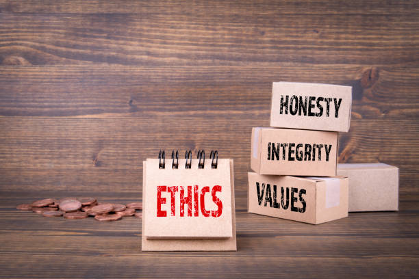 Ethics oncept honesty integrity and values words stock photo