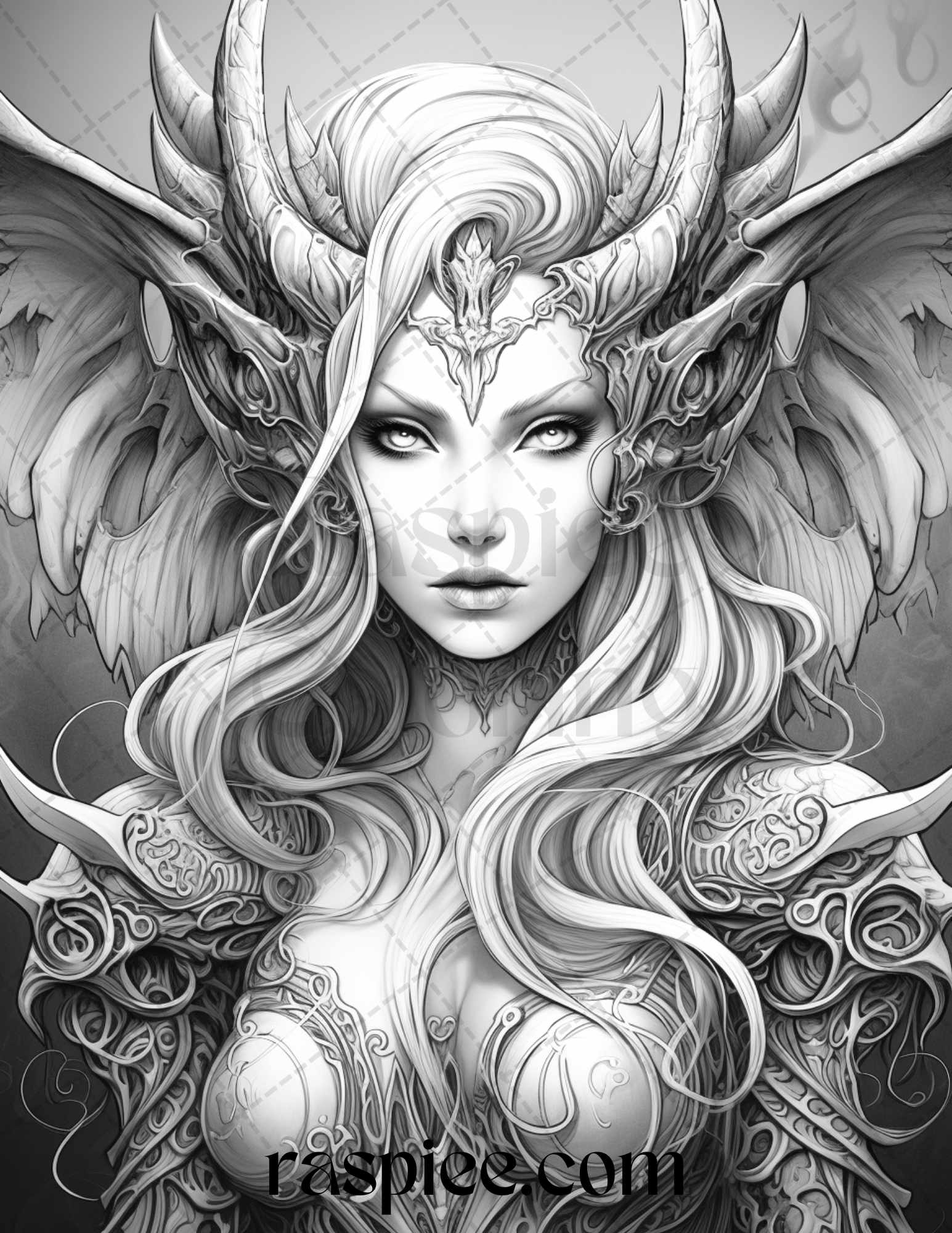Dark evil fairy grayscale coloring pages printable for adults pdf â coloring
