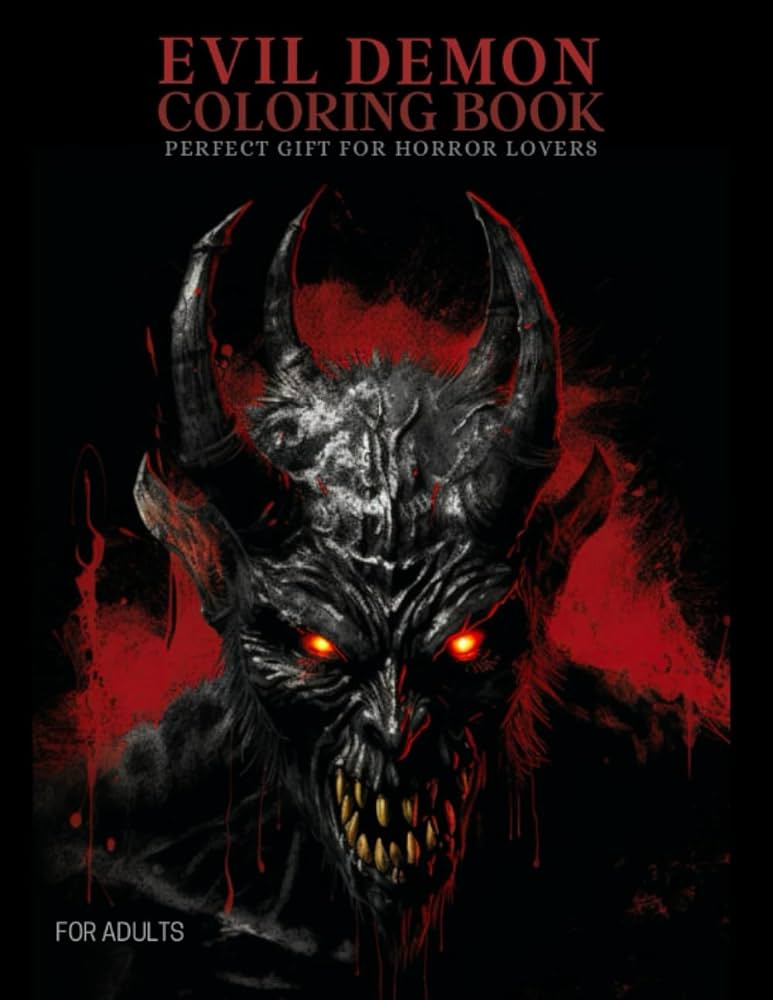 Evil demon coloring book for adults satanic by jeva marike