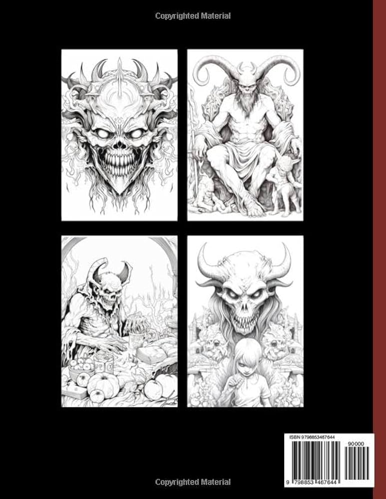 Evil demon coloring book for adults satanic by jeva marike