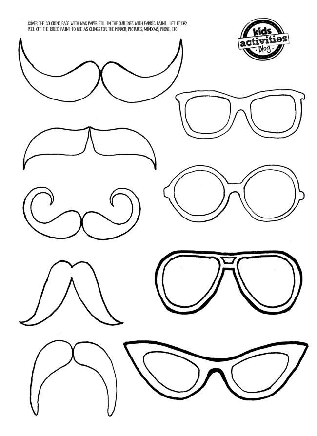 Diy mustache eye glasses mirror clings coloring pages kids activities blog mustache template