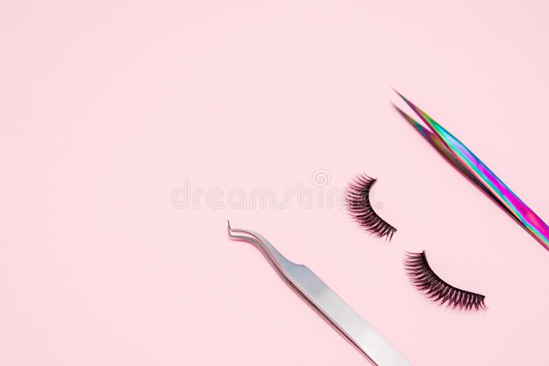 Eyelash extension tools accessories for eyelash extensions stock photo