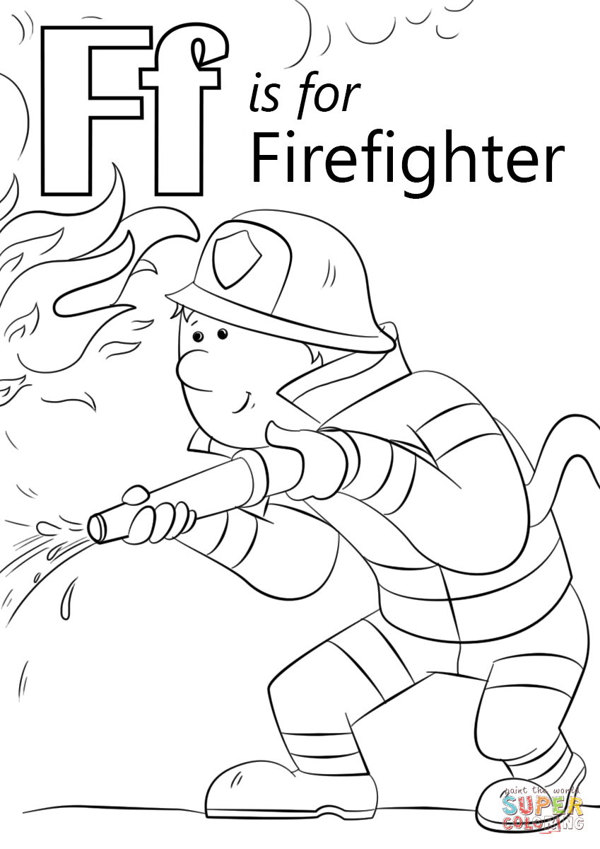 Letter f is for firefighter coloring page free printable coloring pages fire safety preschool crafts abc coloring pages fire safety preschool