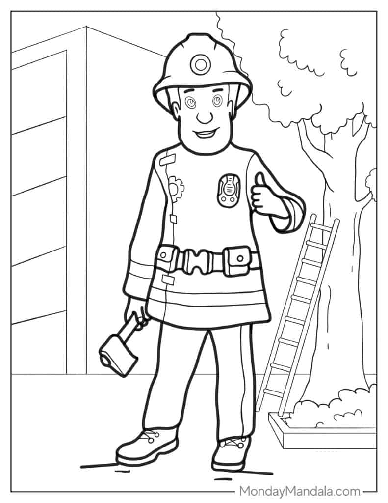 Firefighter coloring pages free pdf printables