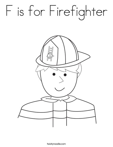 F is for firefighter coloring page