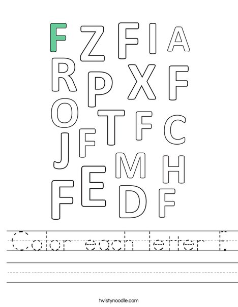 Color each letter f worksheet