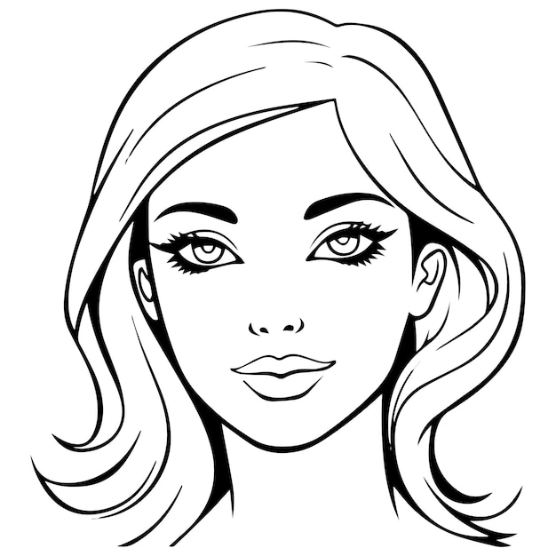 Premium vector female face line art coloring page vector illustration