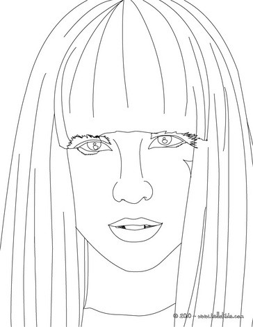 Lady gaga face view close up coloring pages