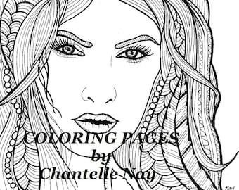 Morgana coloring page woman face adult coloring picture digital zentangle advanced coloring printable coloring pages