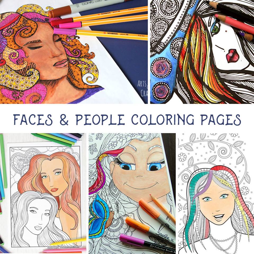 Face coloring page for adults
