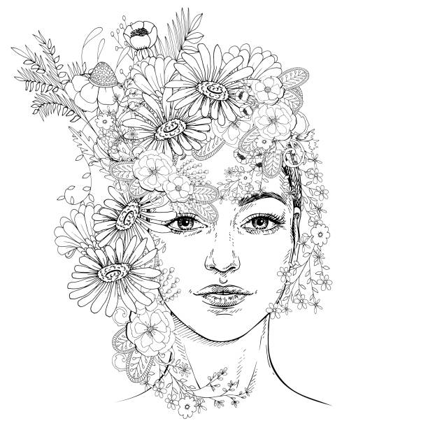 Woman coloring book stock illustrations royalty