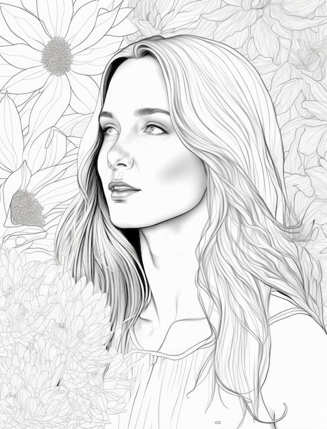 Page face flower colouring book pictures
