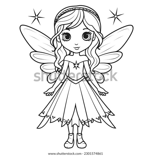 Hakuun cute fairy princess coloring page kids liittyvã kuvituskuva