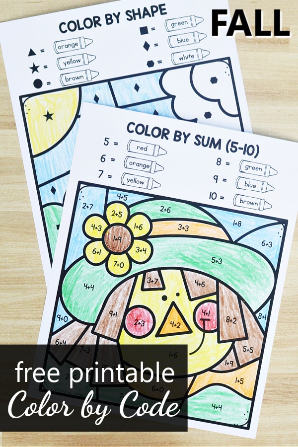 Free fall color by code math activities