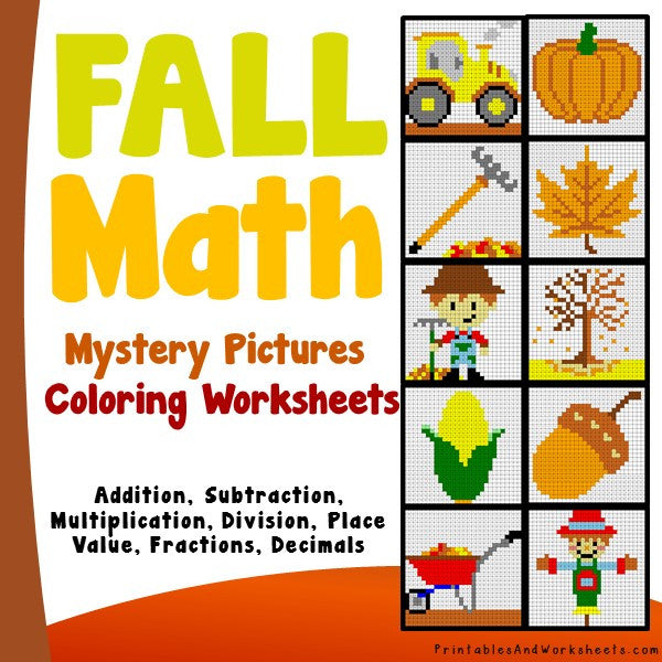Fallautumn math coloring worksheets bundle