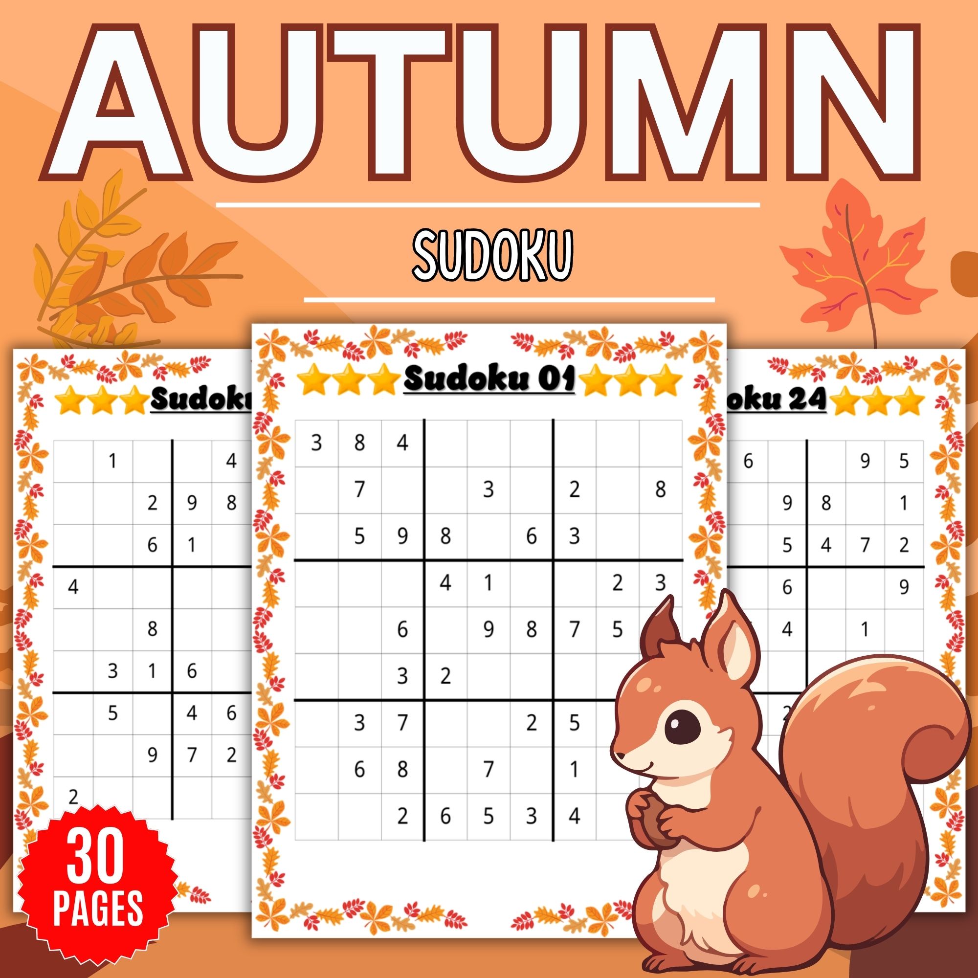 Printable fall sudoku puzzles with solution