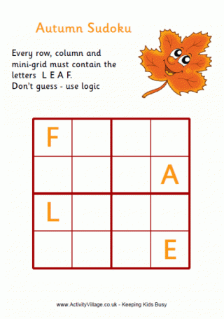 Autumn word sudoku
