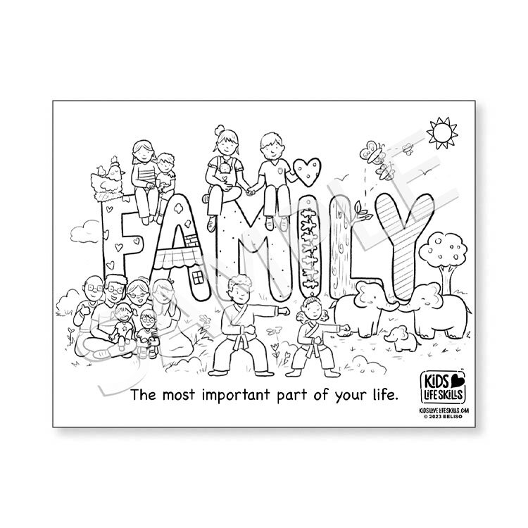 Family life skills coloring sheet â kids love life skills