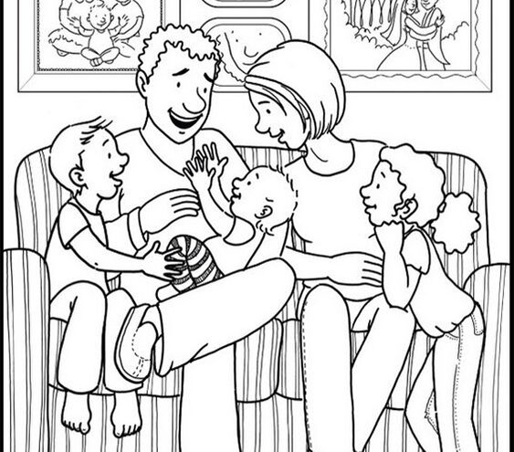 Free easy to print family coloring pages