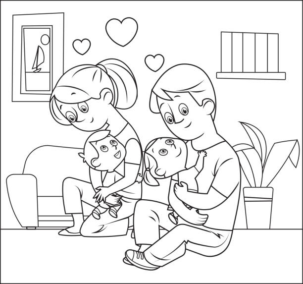 Family coloring stock illustrations royalty
