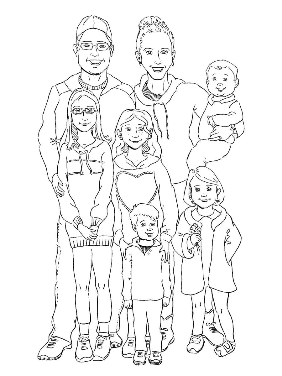 Family for children coloring page