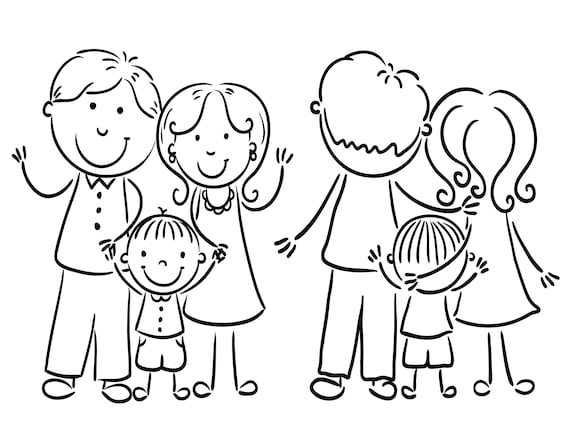 Printable happy family coloring pages for kids