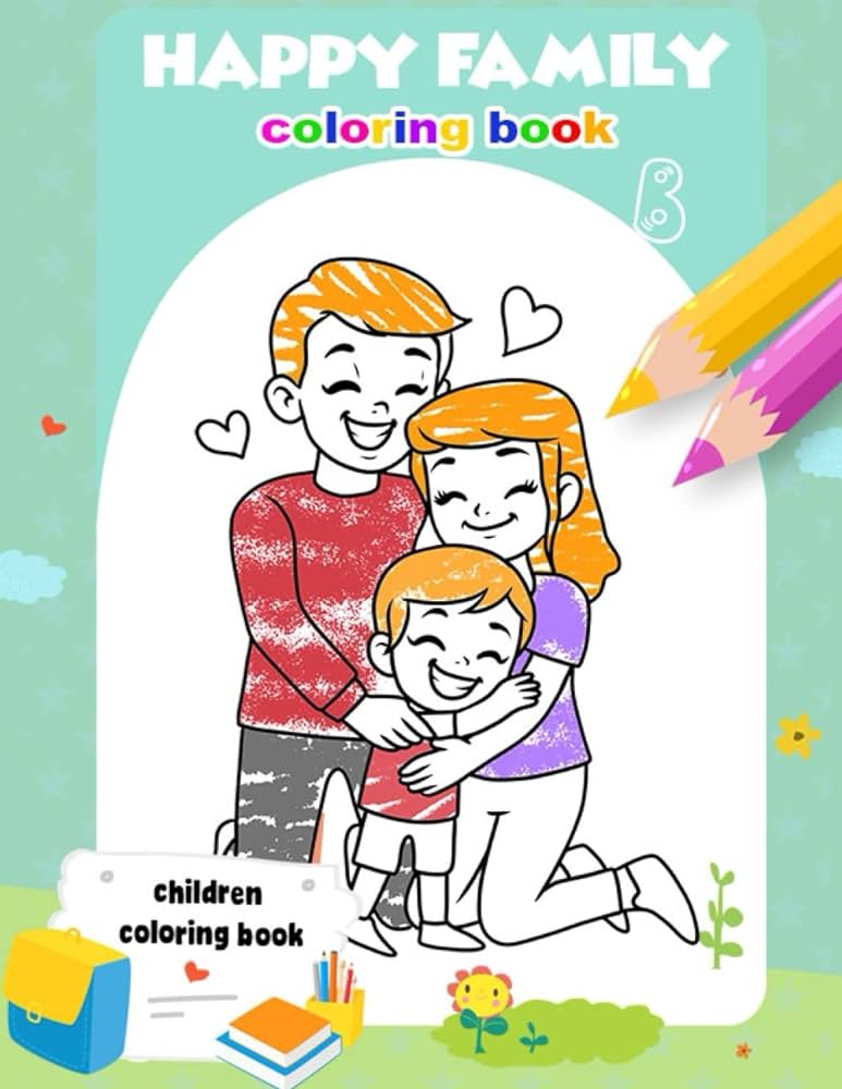 Happy family coloring book original artist designs easy and fun coloring pages for kids preschool and kindergarten for kids ages