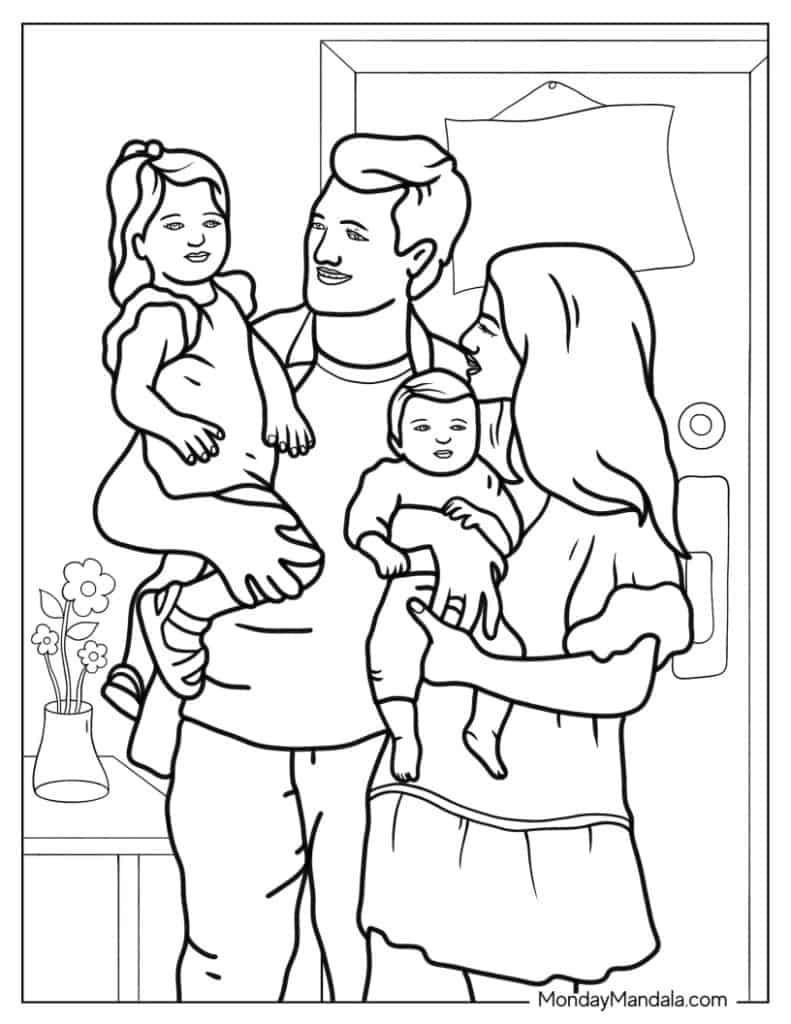 Family coloring pages free pdf printables