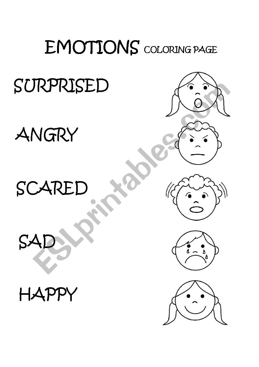 Emotions feelings coloring page