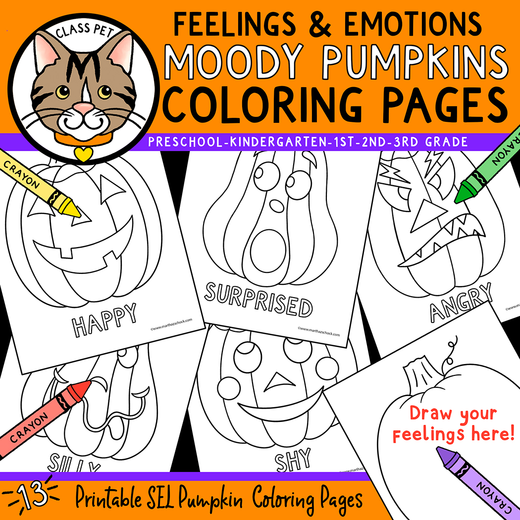 Sel feelings and emotions pumpkin coloring pages made by teachers