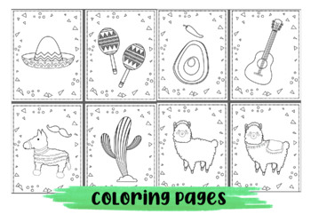 Fiesta coloring pages by kiddie resources tpt