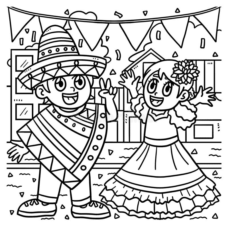 Fiesta coloring page stock illustrations â fiesta coloring page stock illustrations vectors clipart