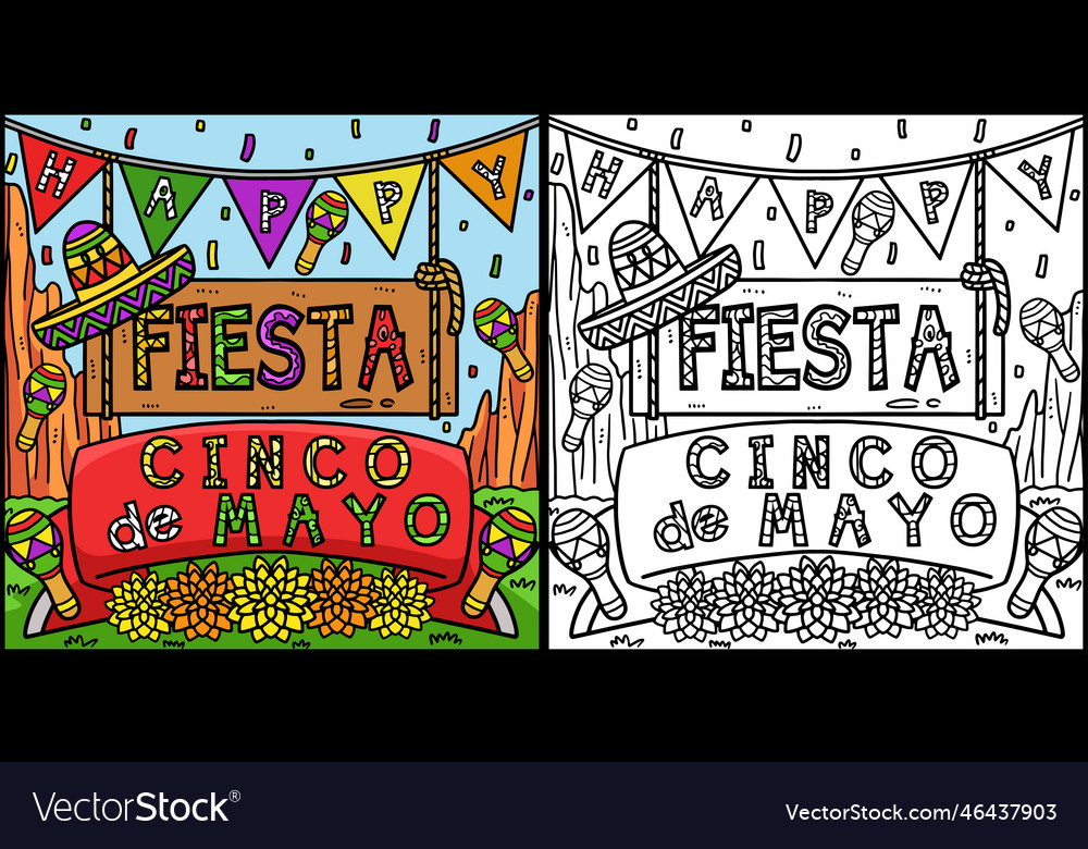 Cinco de mayo fiesta coloring page royalty free vector image