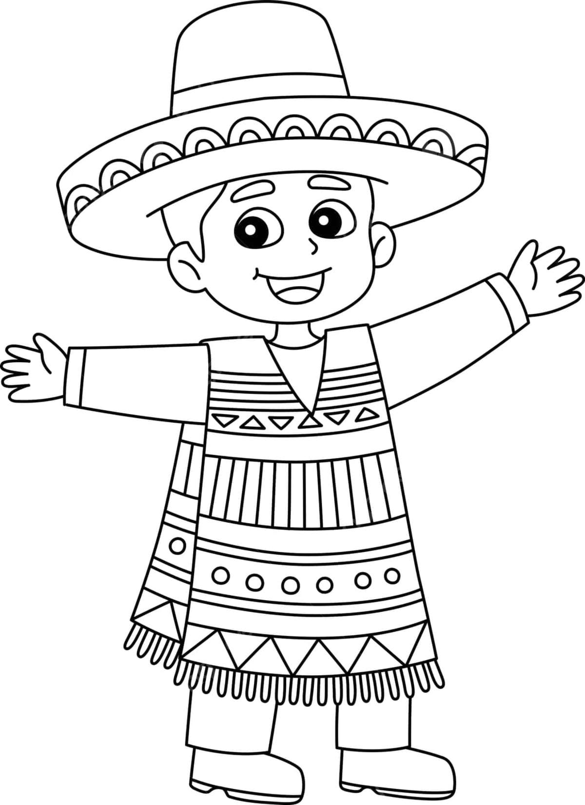 Mexican boy isolated coloring page for kids color cinco de mayo fiesta vector mexican drawing ring drawing kid drawing png and vector with transparent background for free download