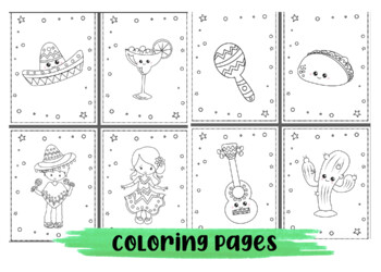 Kawaii fiesta coloring pages by kiddie resources tpt