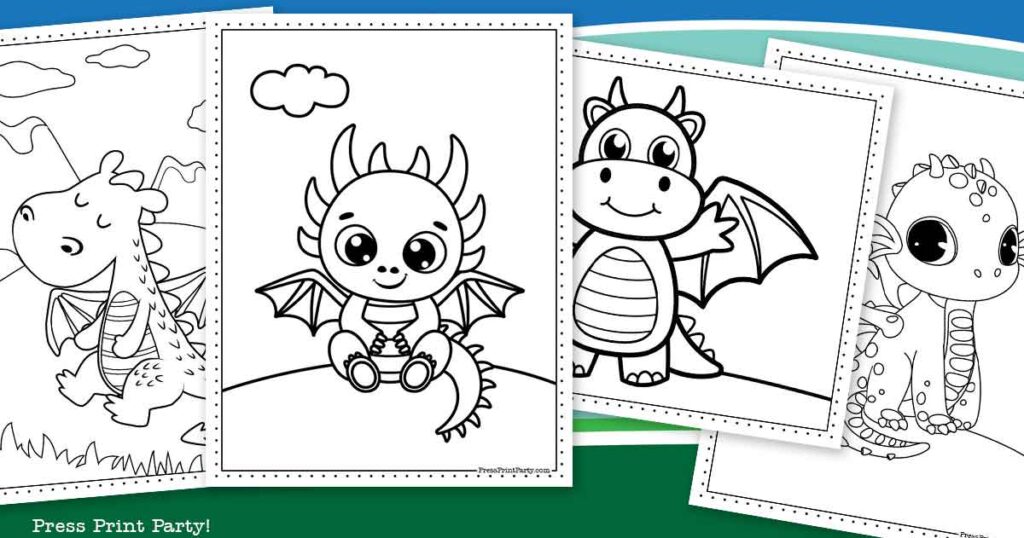 Cute dragon coloring sheets for kids free printable