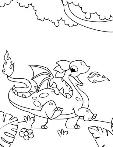 Cute fire breathing dragon coloring page free printable coloring pages