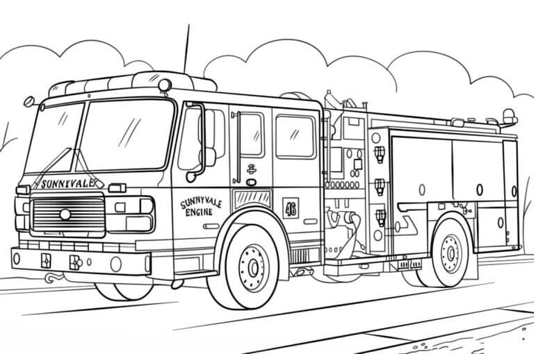 Basic fire truck coloring page